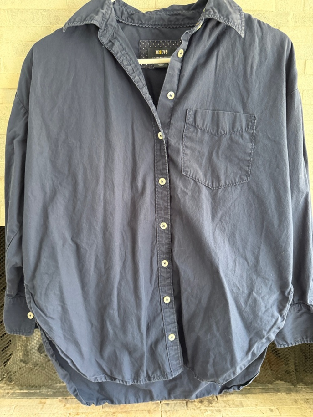 Maeve Dark Navy Casual Button-Front Shirt